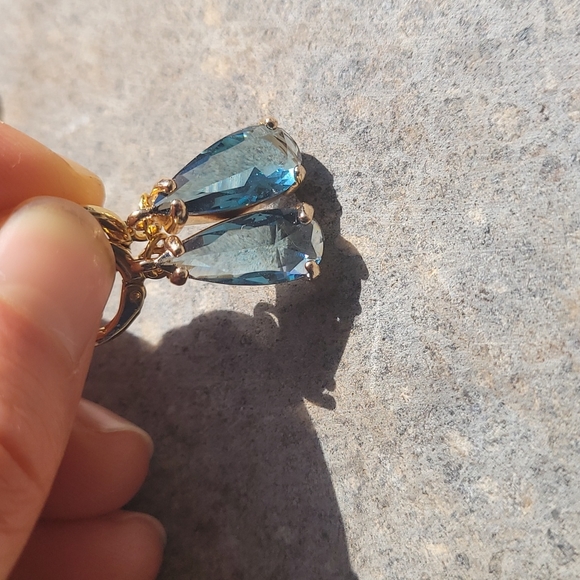 Sapphire 18k Gold Plated Bezel Earring - Picture 5 of 6